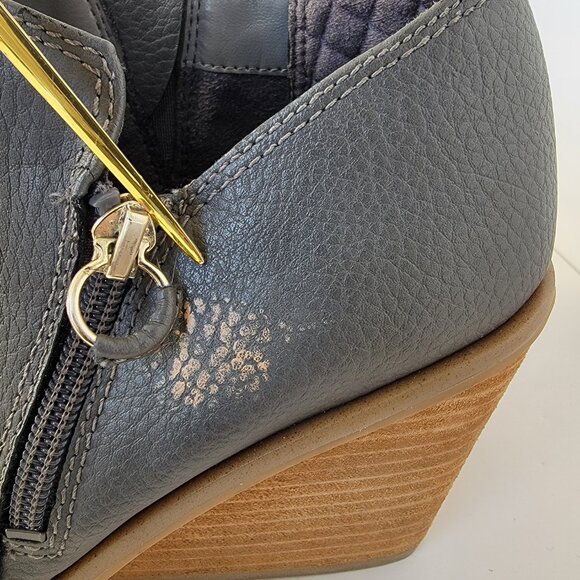 Dr. Scholl's Melody Faux Leather Gray Heeled Ankle Boots, Wedge Block Size 9.5 - Picture 7 of 13